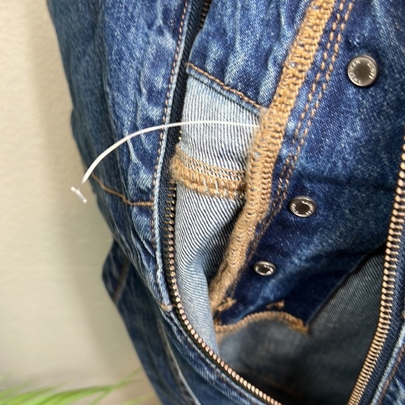 NWOT American Eagle Denim Overall Dress Skirt Small Blue Destroyed Hem Zipper - Picture 7 of 9